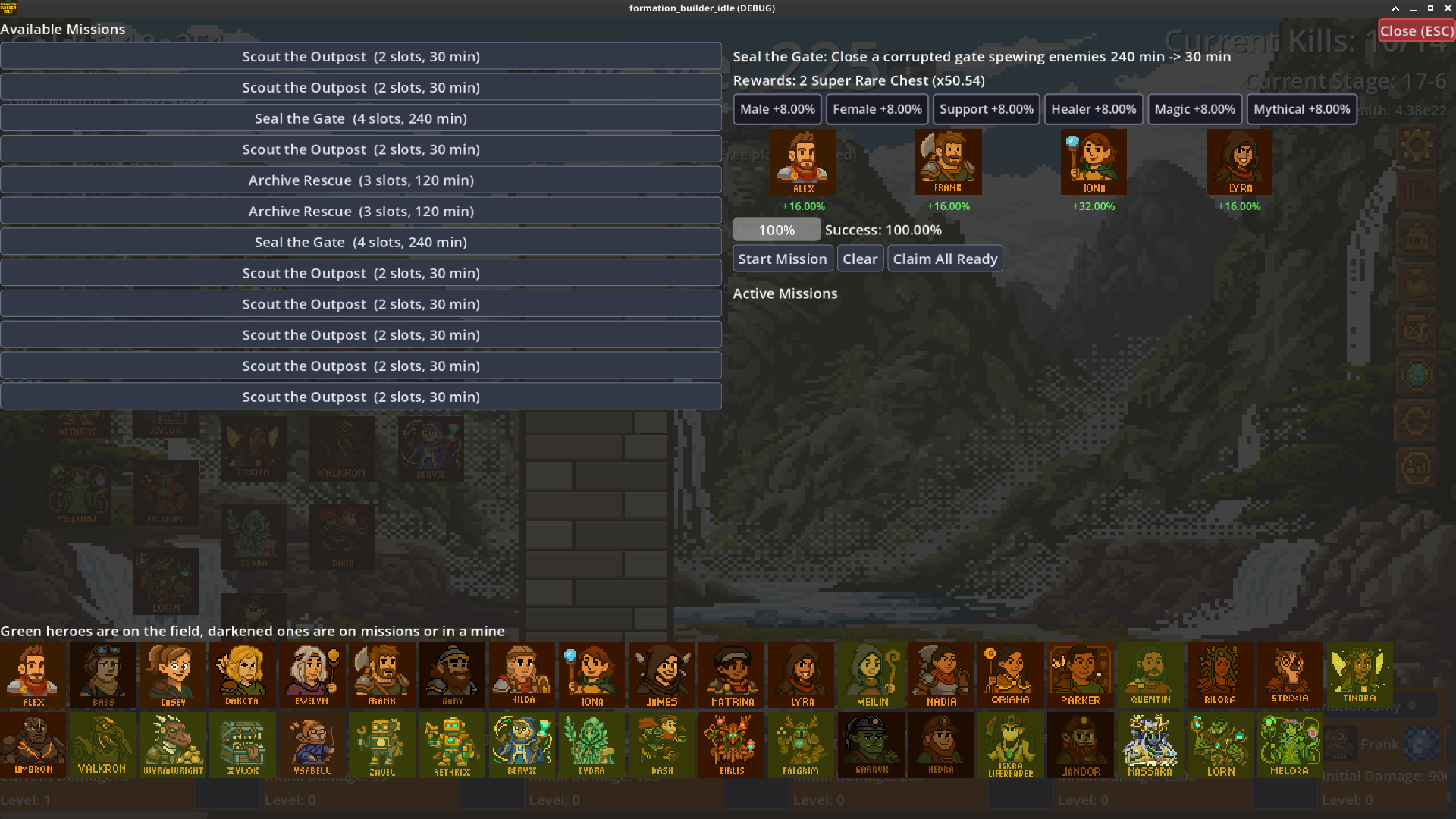 Mission selection screen