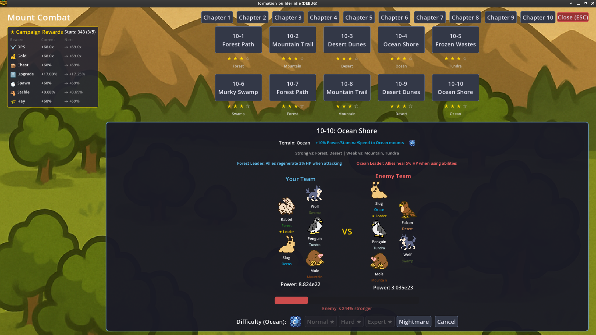 Mount combat battle screen